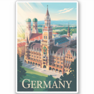 Duitsland Munich Illustration Travel Art Vintage Sticker