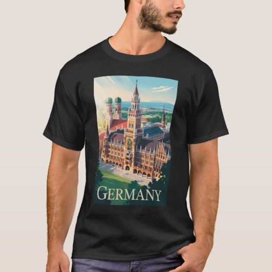 Duitsland Munich Illustration Travel Art Vintage T-shirt (Voorkant)
