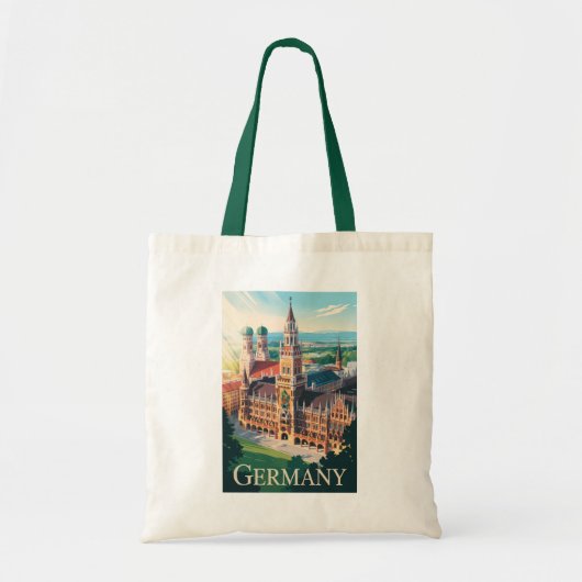 Duitsland Munich Illustration Travel Art Vintage Tote Bag (Voorkant)