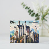 Duitsland Neuschwanstein Castle Briefkaart Vintage (Staand voorkant)