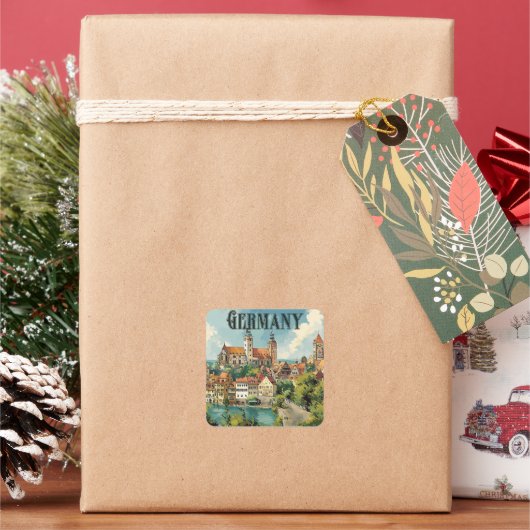 Duitsland poster voor oldtimers vierkante sticker (Feestdagen)