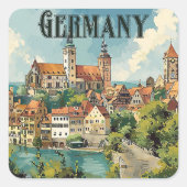 Duitsland poster voor oldtimers vierkante sticker (Voorkant)