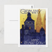 Duitsland Poster voor reizen met tussenlanding ter Briefkaart (Voorkant / Achterkant)