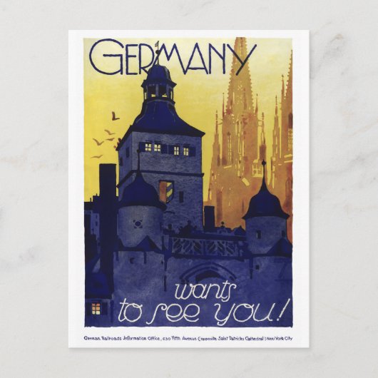 Duitsland Poster voor reizen met tussenlanding ter Briefkaart (Voorkant)