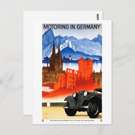Duitsland Poster voor reizen met tussenlanding ter Briefkaart (Voorkant / Achterkant)