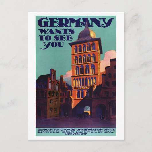 Duitsland Poster voor reizen met tussenlanding ter Briefkaart (Voorkant)