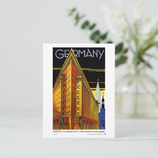 Duitsland Poster voor reizen met tussenlanding ter Briefkaart (Staand voorkant)