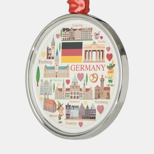 Duitsland reispictogrammen metalen ornament (Links)