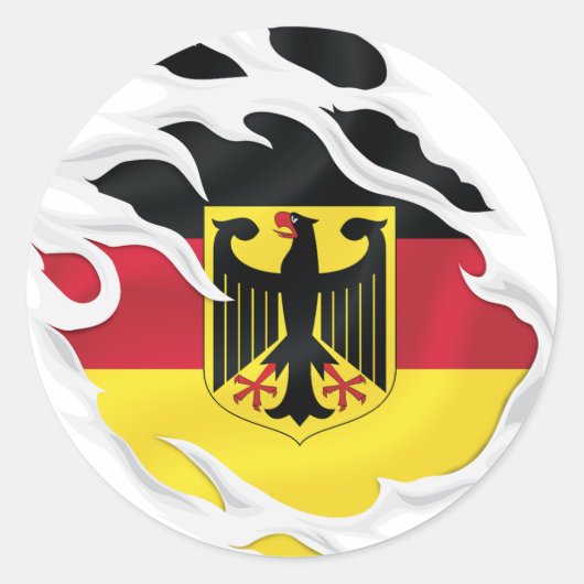 Duitsland ripte vlag ronde sticker (Voorkant)