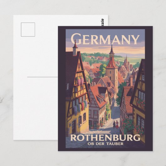 Duitsland Rothenburg ob der Tauber Illustratie Kun Briefkaart (Voorkant / Achterkant)