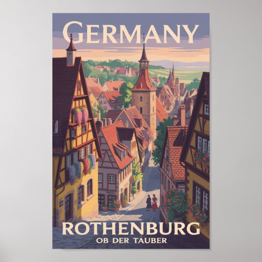Duitsland Rothenburg ob der Tauber Illustratie Kun Poster (Voorkant)