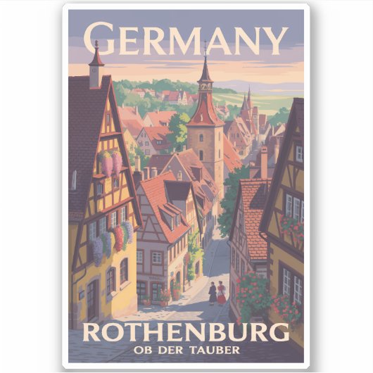 Duitsland Rothenburg ob der Tauber Illustratie Kun Sticker (Voorkant)