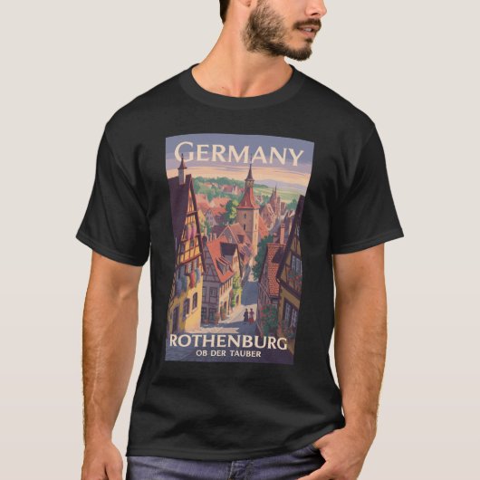 Duitsland Rothenburg ob der Tauber Illustratie Kun T-shirt (Voorkant)