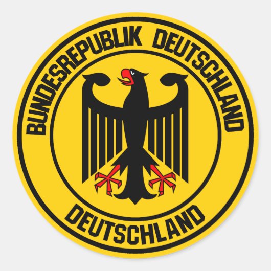 Duitsland Round Emblem Ronde Sticker (Voorkant)