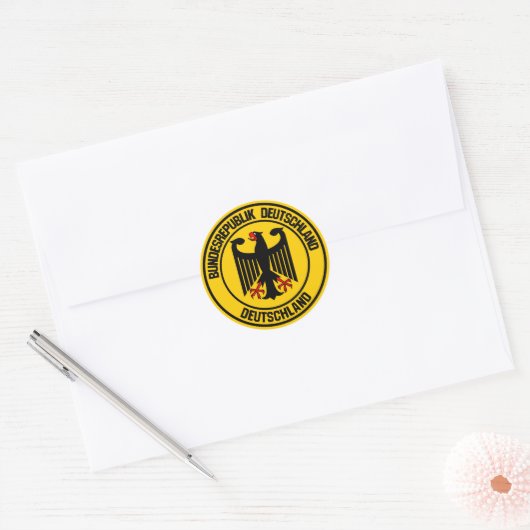 Duitsland Round Emblem Ronde Sticker (Envelop)