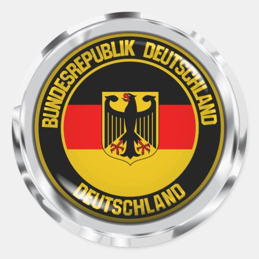 Duitsland Round Emblem Ronde Sticker (Voorkant)