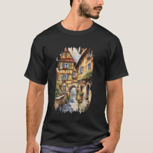 Duitsland Schilderen Aquarel Kunst Vintage Reizen T-shirt