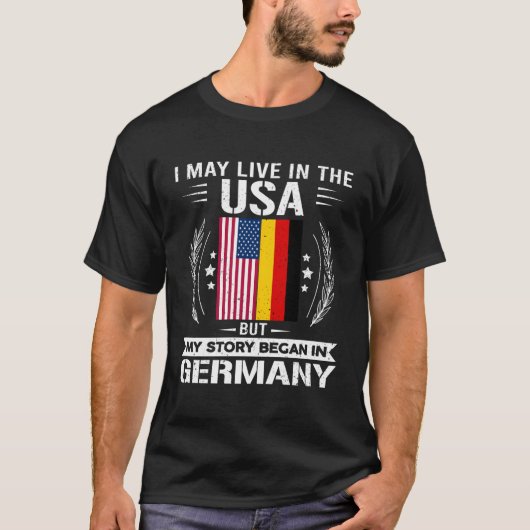 Duitsland Shirt Trots Duitsland en VS vlaggen Duit (Voorkant)