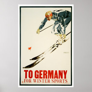 Duitsland Ski Poster Duitse Kunst Skien Print