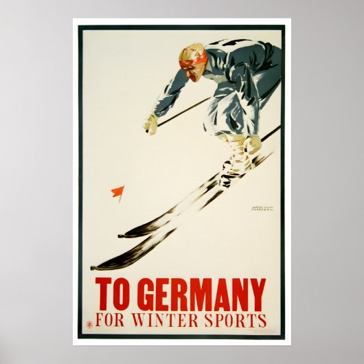 Duitsland Ski Poster Duitse Kunst Skien Print (Voorkant)