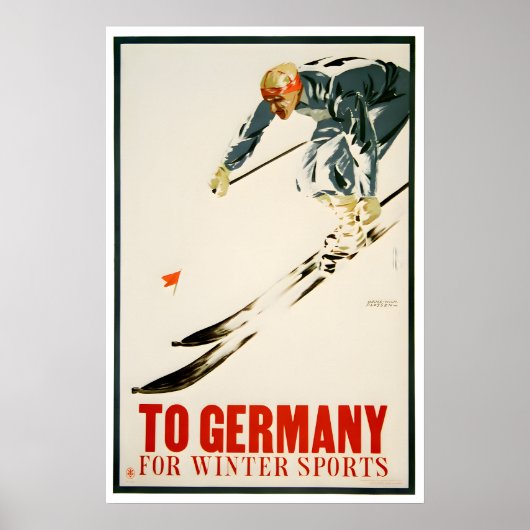 Duitsland Ski Poster Duitse Kunst Skiën Print (H11 (Voorkant)