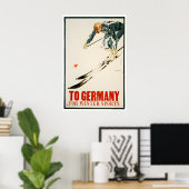 Duitsland Ski Poster Duitse Kunst Skiën Print (H11 (Thuiskantoor)