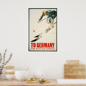 Duitsland Ski Poster Duitse Kunst Skiën Print (H11 (Keuken)