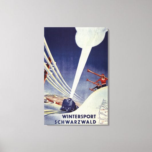 Duitsland - Skiing in the Black Forest Canvas Afdruk (Voorkant)