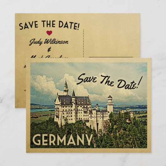 Duitsland sparen de datum Neuschwanstein Castle Aankondigingskaart (Voorkant / Achterkant)