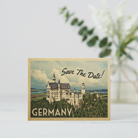Duitsland sparen de datum Neuschwanstein Castle Aankondigingskaart (Staand voorkant)