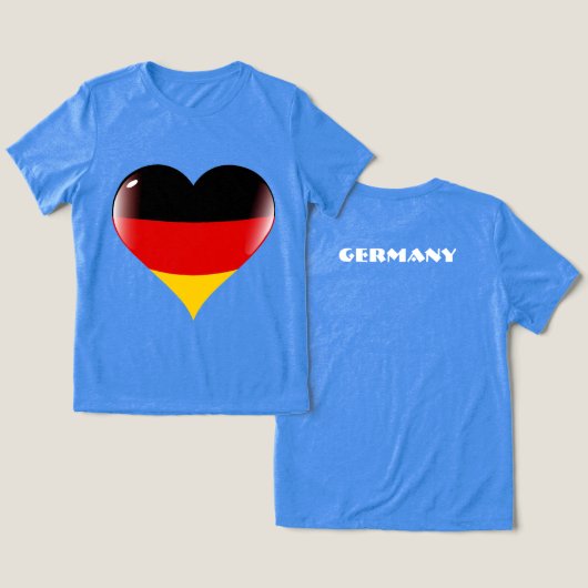 DUITSLAND Speciale Gift Blue Tourist Classic Tri-Blend Shirt (Ontwerp Voorkant & Achterkant)