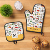 Duitsland | Symbolen Patroon Ovenwant & Pannenlap Set (Top down)