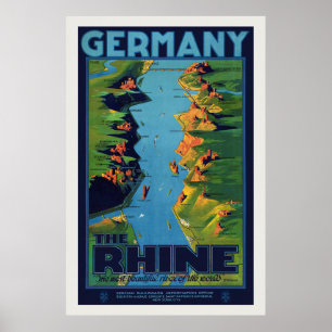 Duitsland The Rhine Vintage Poster 1925