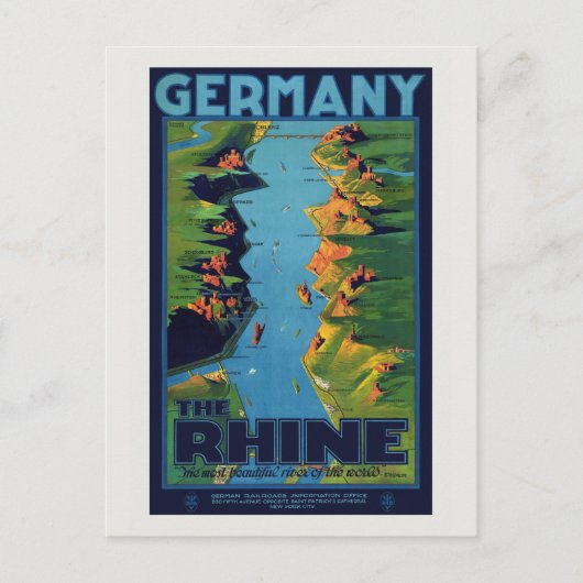 Duitsland The Rhine Vintage Poster 1925 Briefkaart (Voorkant)