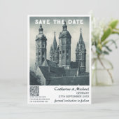 Duitsland Vintage Huwelijksreis QR Code Save The Date (Staand voorkant)
