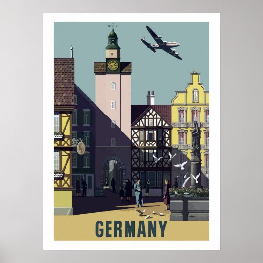 Duitsland, vintage luchtvaartposter poster (Voorkant)