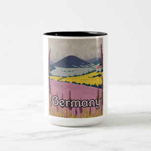 Duitsland vintage platteland reisposter tweekleurige koffiemok