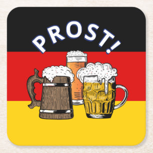DUITSLAND VLAG Cartoon Cheers Beers Prost Kartonnen Onderzetters