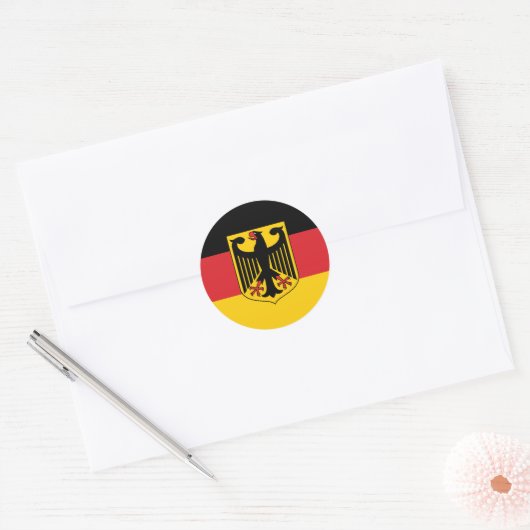 Duitsland Vlag Classic Ronde Sticker (Envelop)