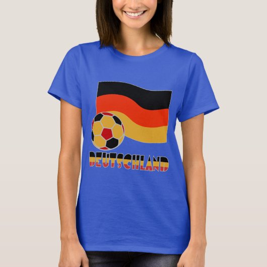 Duitsland Vlag en Voetbal Grijs Rand T-shirt (Voorkant)