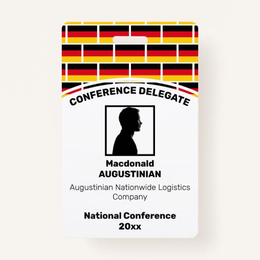 DUITSLAND VLAG Gepersonaliseerd Logo Foto ID Naam Badge (Voorkant)