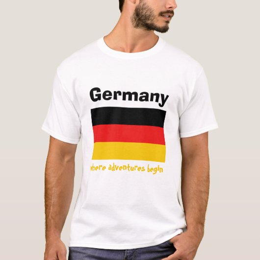 Duitsland Vlag + Kaart + Tekst T-Shirt (Voorkant)