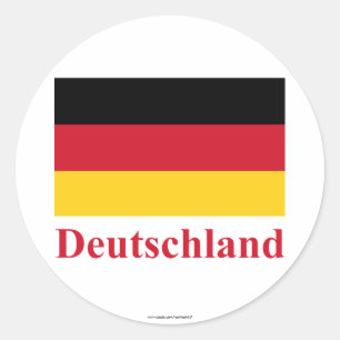 Duitsland vlag met naam in het Duits Ronde Sticker