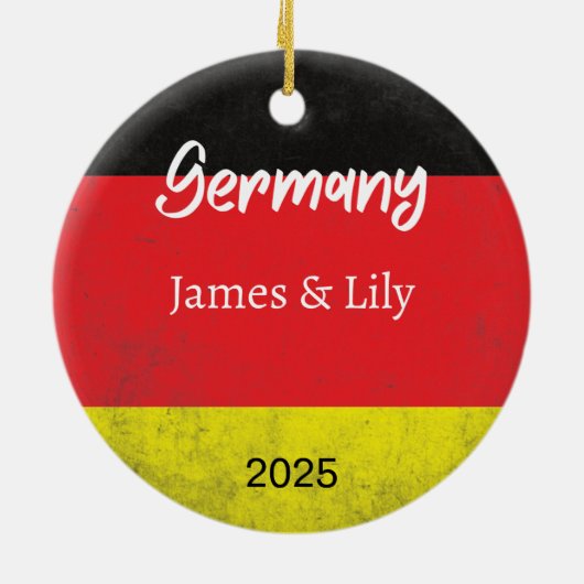 Duitsland Vlag Ornament, gepersonaliseerd Duitslan Keramisch Ornament (Achterkant)