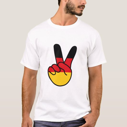 Duitsland Vlag V-teken T-shirt (Voorkant)