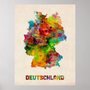 Duitsland Waterverf Map (Deutschland) Poster