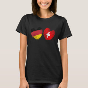 Duitsland Zwitserland Hart Duitse Vlag Zwitserse V T-shirt
