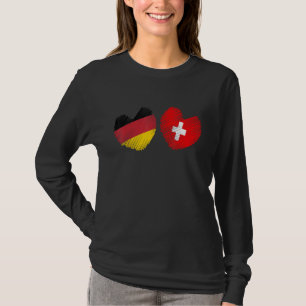 Duitsland Zwitserland Hart Duitse Vlag Zwitserse V T-shirt