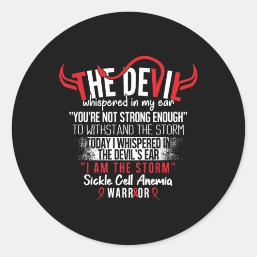 Duivel3- Sikkelcelanemie Bewustzijn Supporter Rib Ronde Sticker (Voorkant)