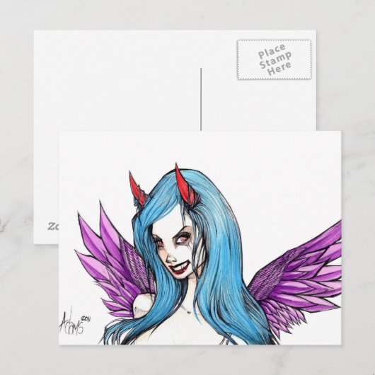 Duivel blik in haar oog briefkaart (Voorkant / Achterkant)